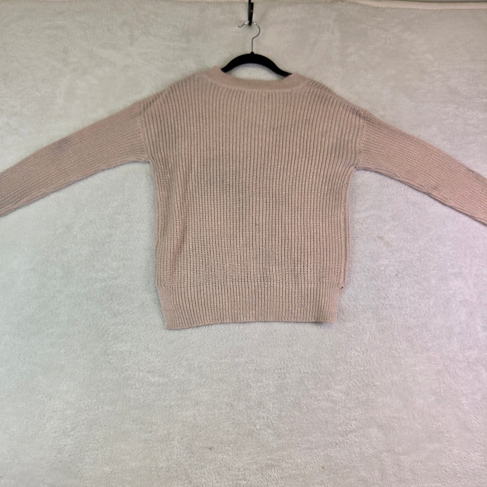 Moral Fiber Womens Blush Pink Metallic Shimmer V-Neck Ribbed Knit Sweater Small - Picture 3 of 8